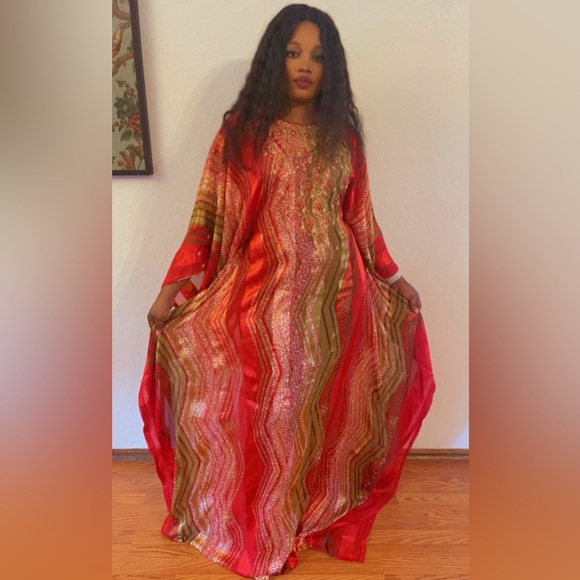 Women’s Maxi Kaftan Beads Dress - Picture 4 of 6